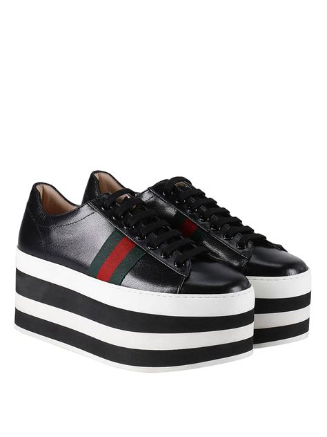 gucci striped platform sneakers|platform gucci sneakers women.